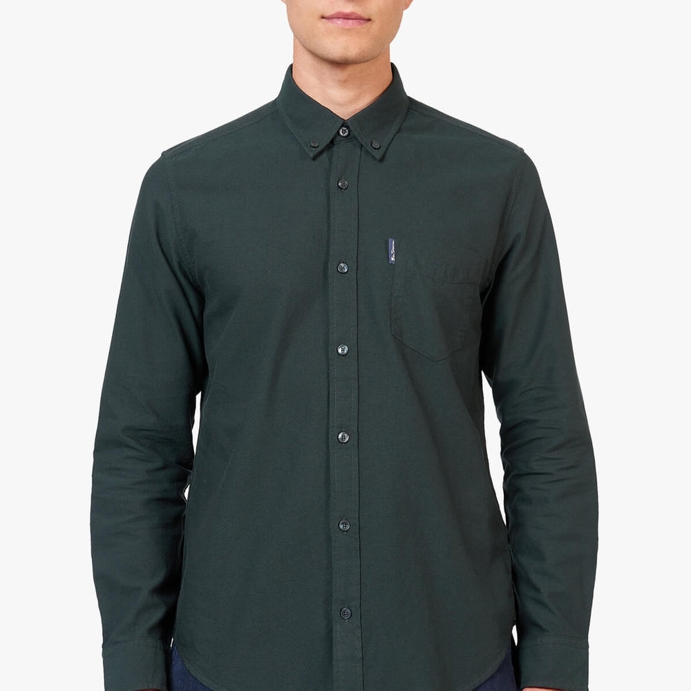 Ben Sherman Mens Button Front Dark Green Long sleeve Shirt Preppy Size XL